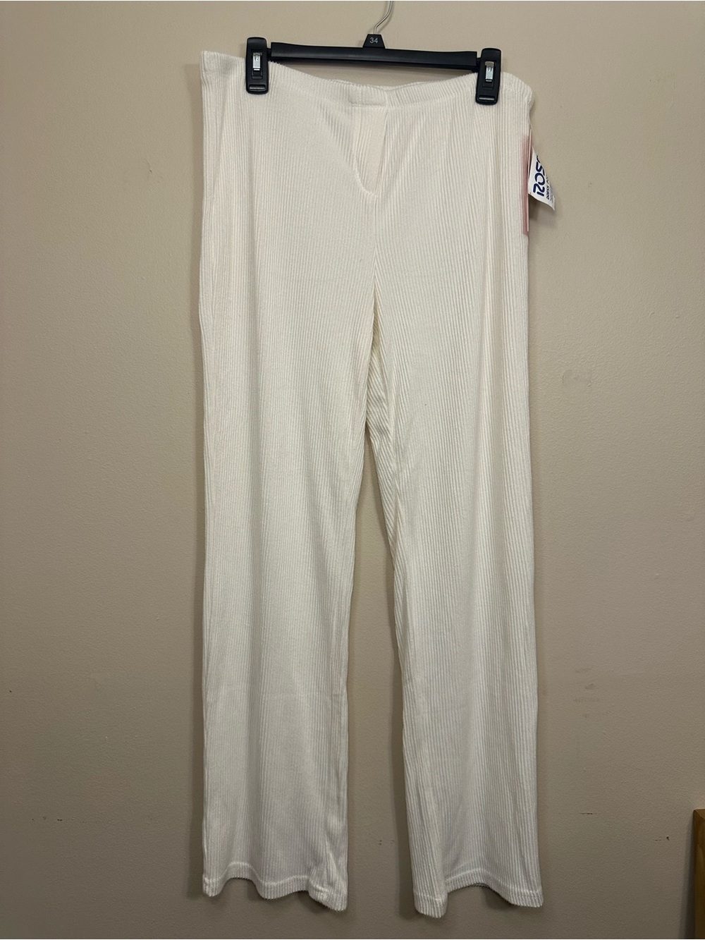 shosho Cream Ribbed Wide-Leg Pants